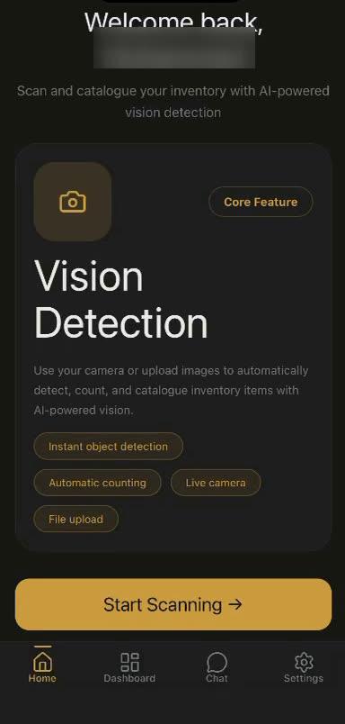 Pefoma home screen with the Start Scanning button
